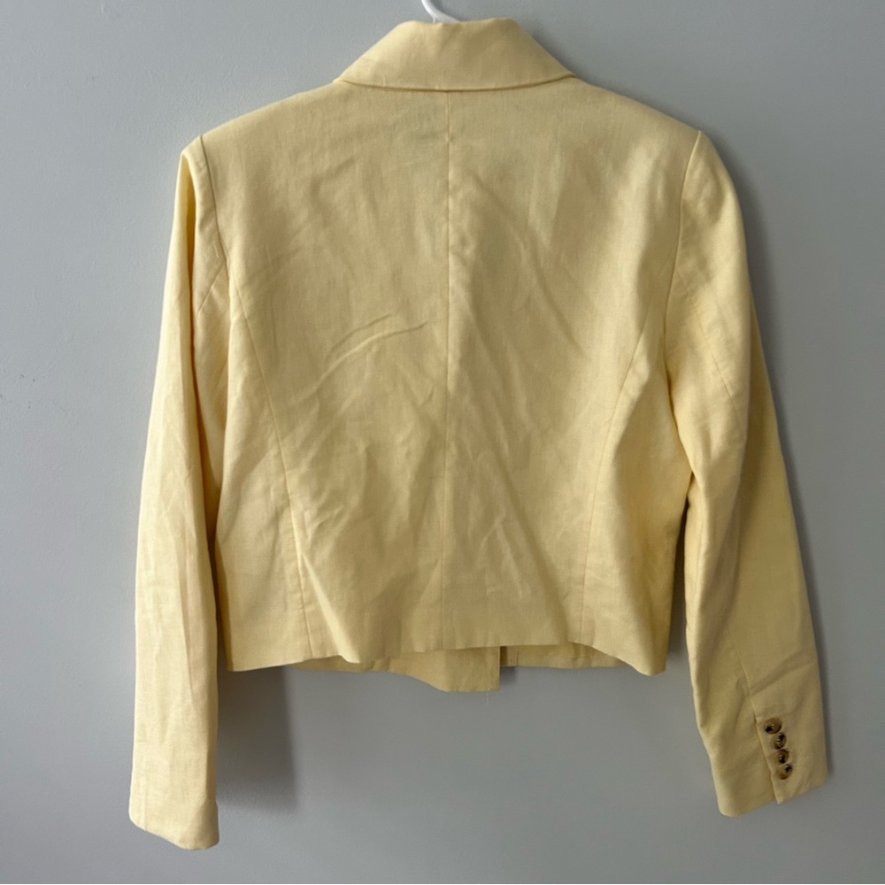 Aqua Butter Yellow Double Breasted Cropped Blazer Jacket Size Small - Picture 9 of 11